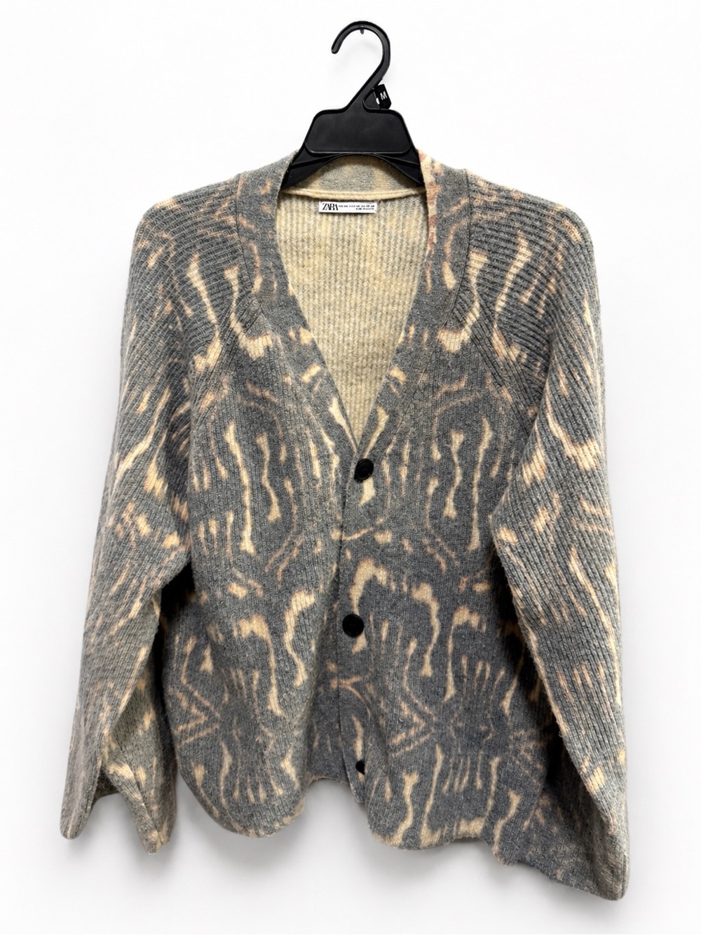 Zara Mixed-Neutral Button Cardigan - Cream & Gray